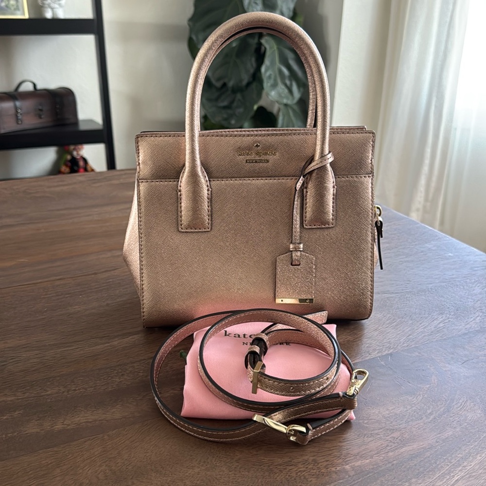 Handbag by Kate Spade, color-gold, condition - excellent